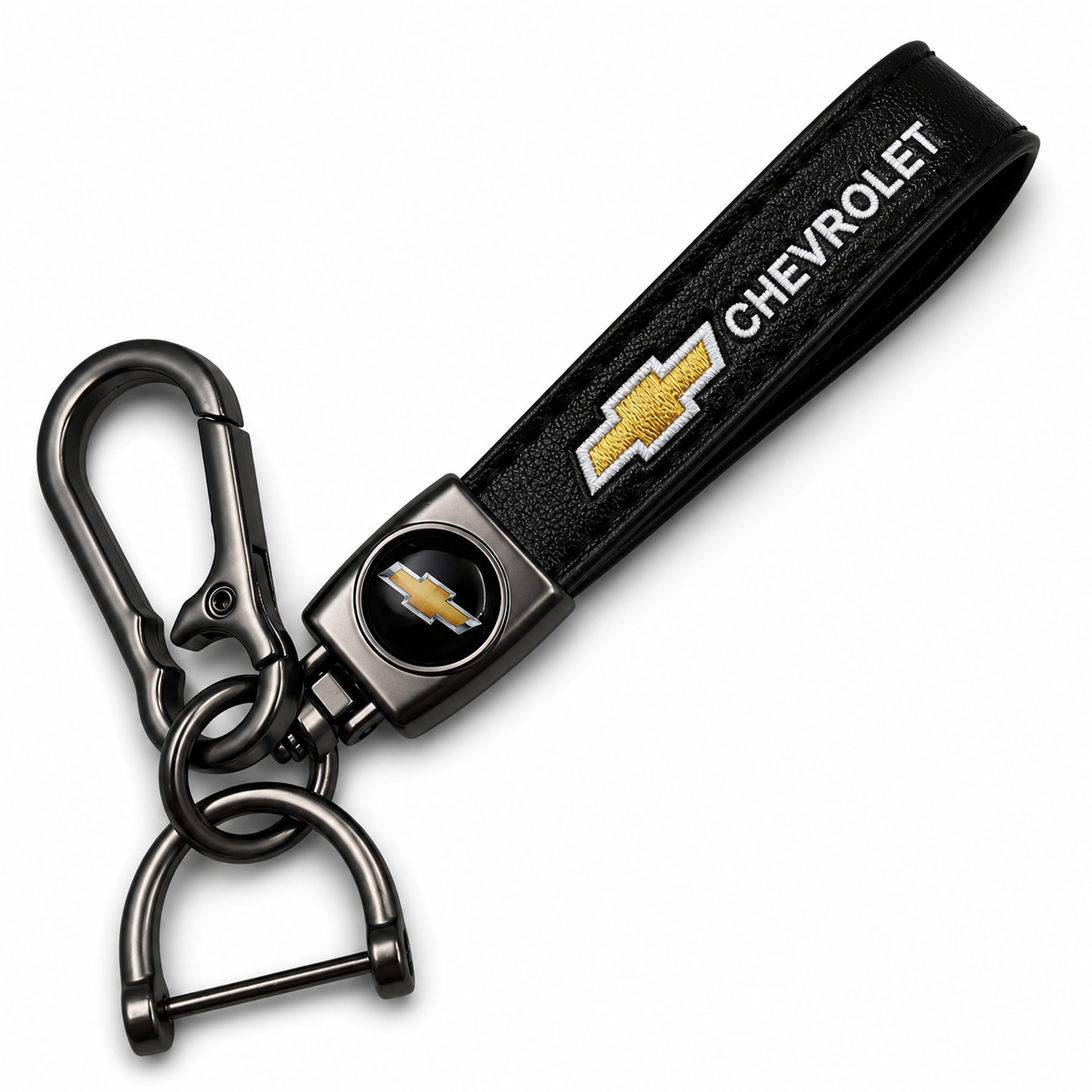 Chevrolet Leather Keychain Premium Car Key Holder Luxury Metal Key Ring Automotive Accessories Gift for Chevy Owners Men Women