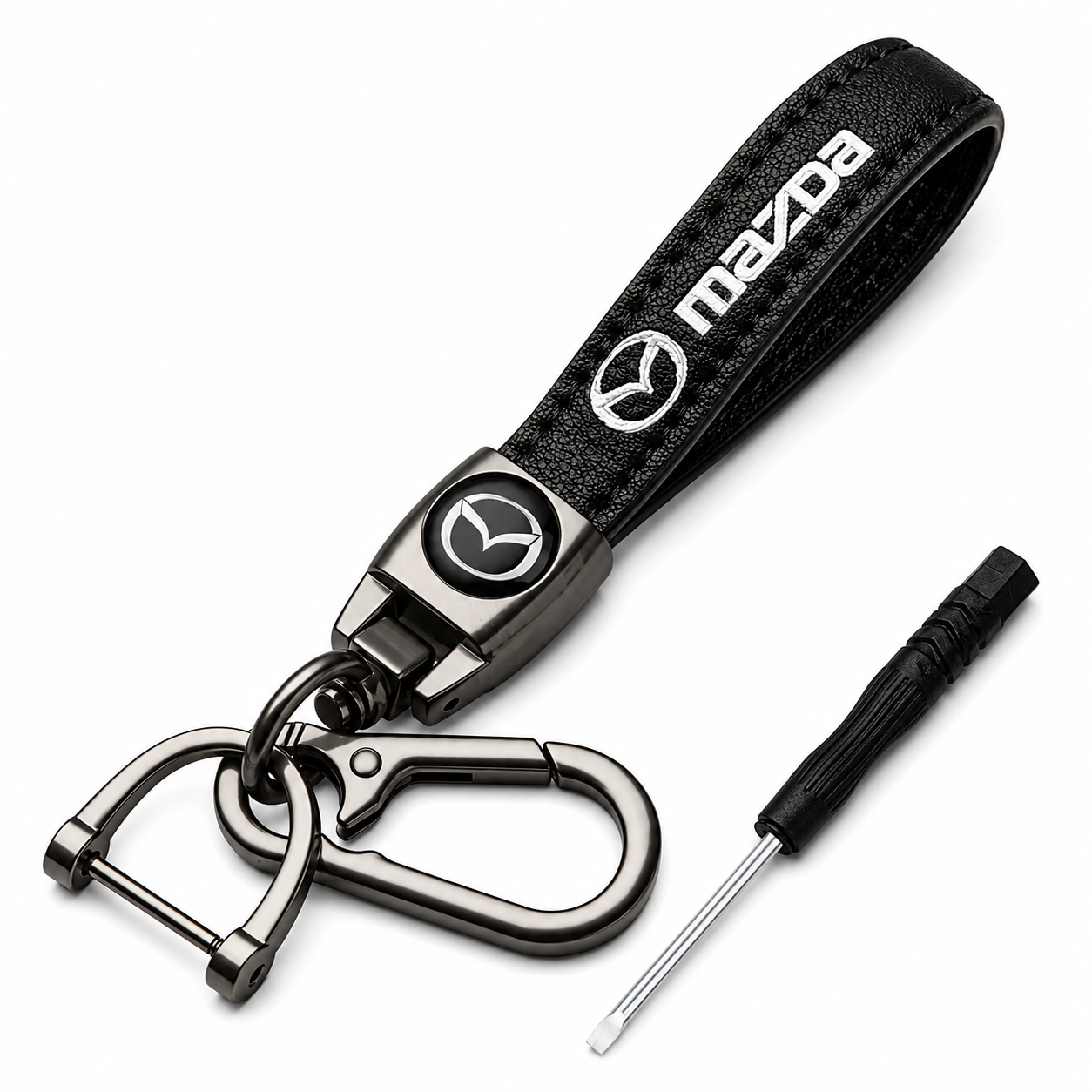 Mazda Leather Keychain Premium Car Key Holder Luxury Metal Key Ring Automotive Accessories Gift for Mazda Owners Men Women