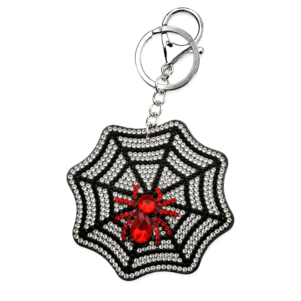 Spider Web Rhinestone Keychain