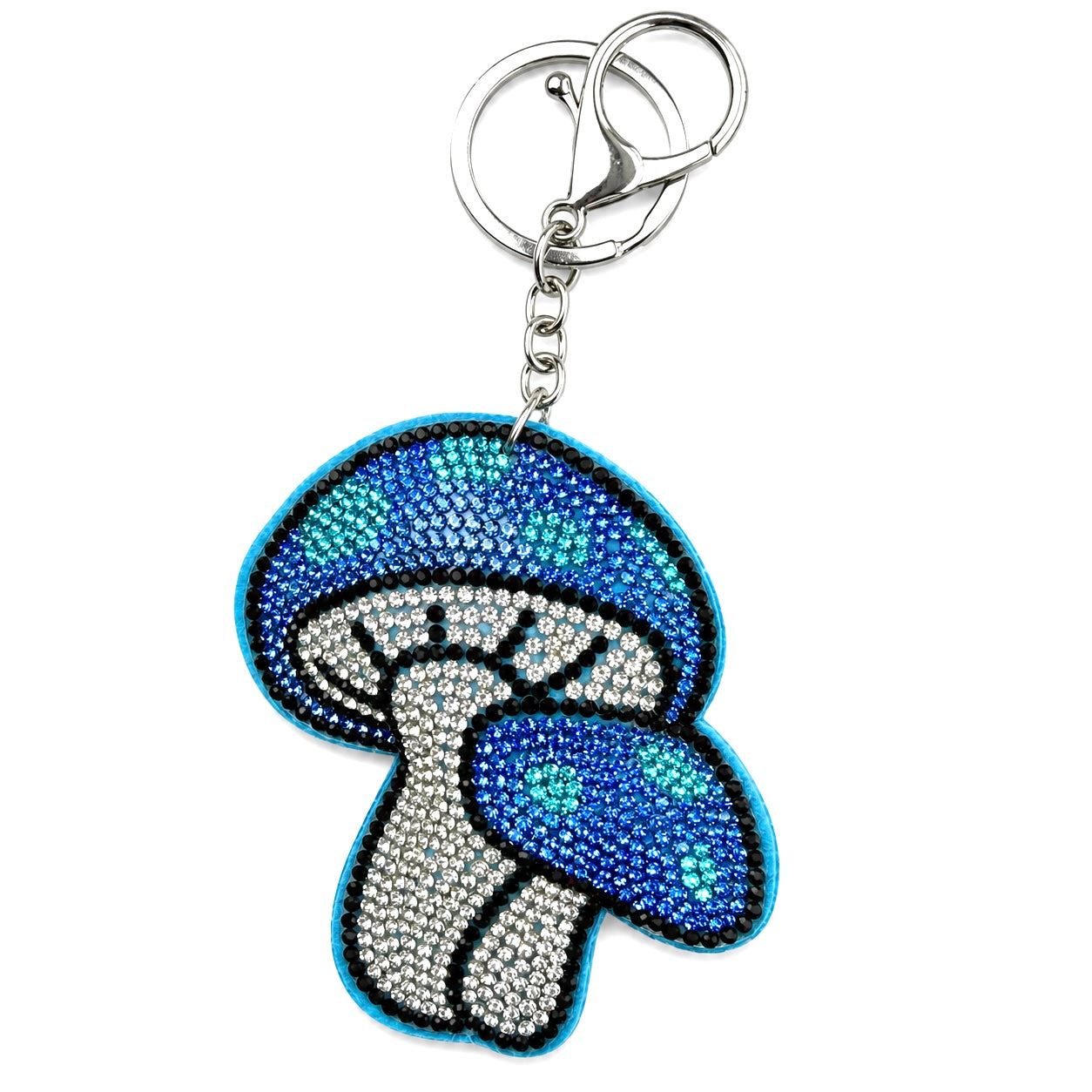 Blue mushroom keychain charm