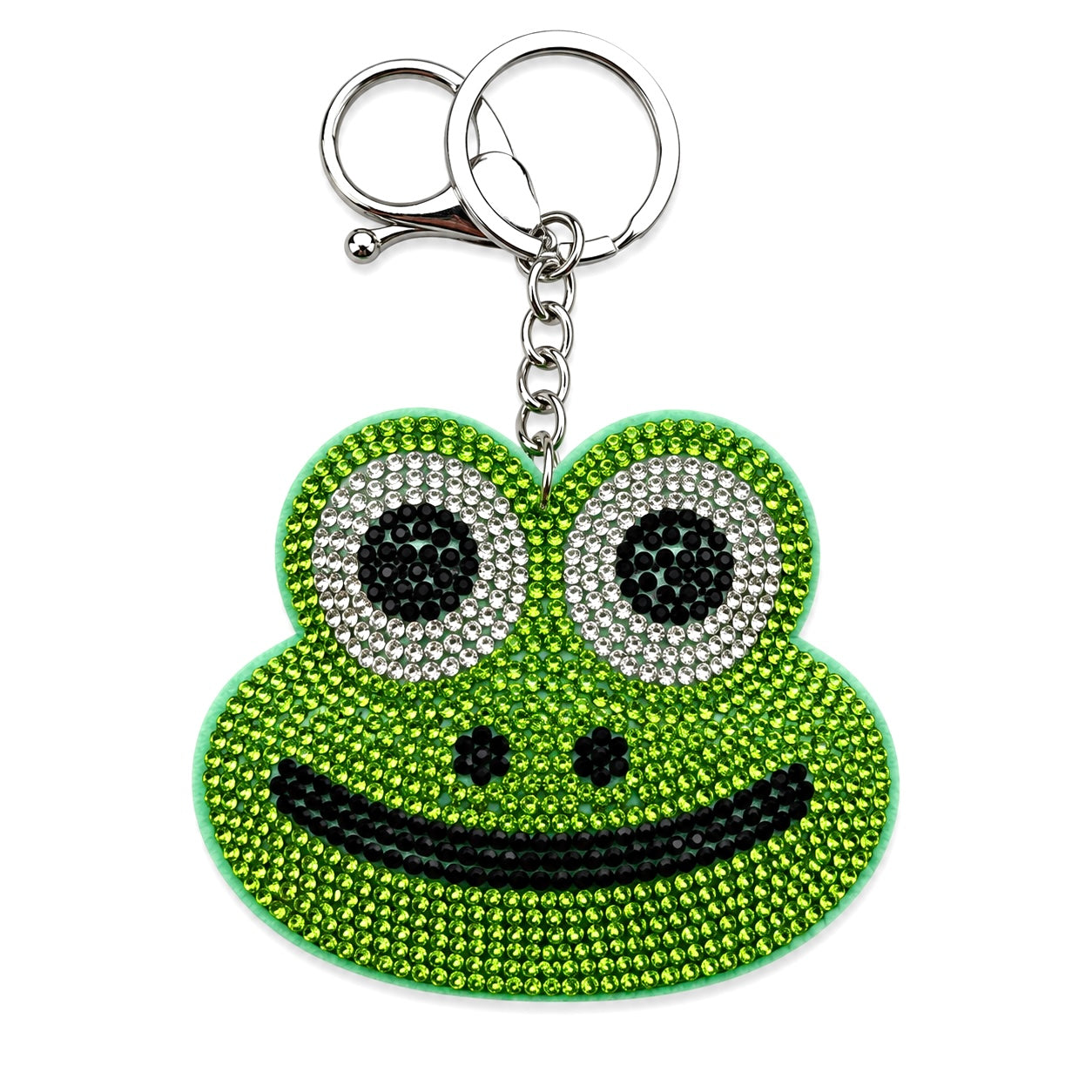 Green frog keychain charm