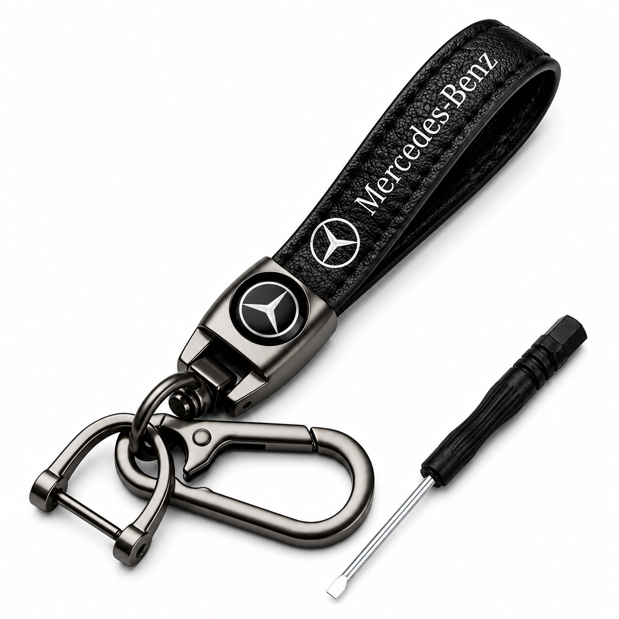 Mercedes-Benz Leather Keychain Premium Car Key Holder Luxury Metal Key Ring Automotive Accessories Gift for Mercedes Owners Men Women