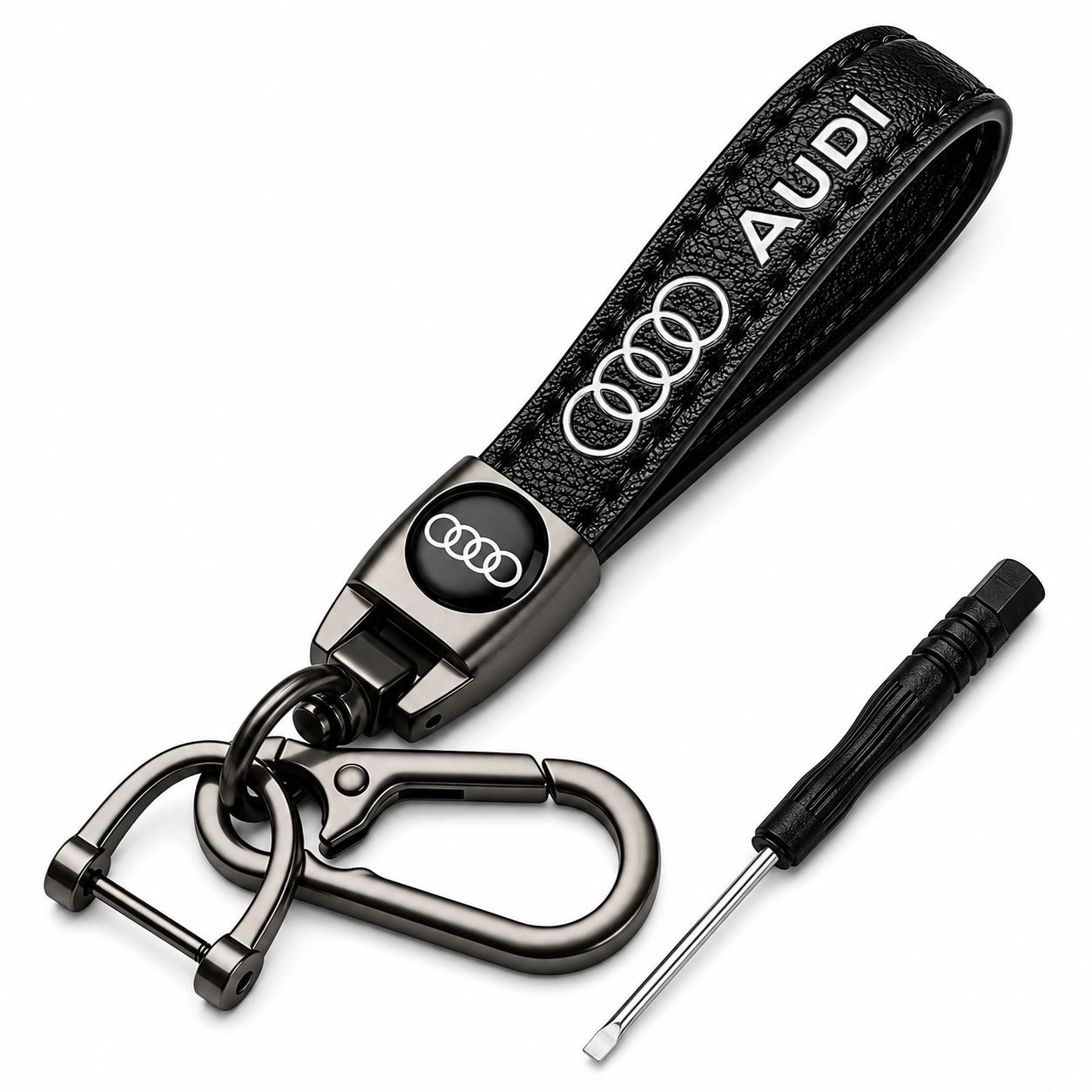 Audi Leather Keychain Premium Car Key Holder Luxury Metal Key Ring Automotive Accessories Gift for Audi Owners Men Women