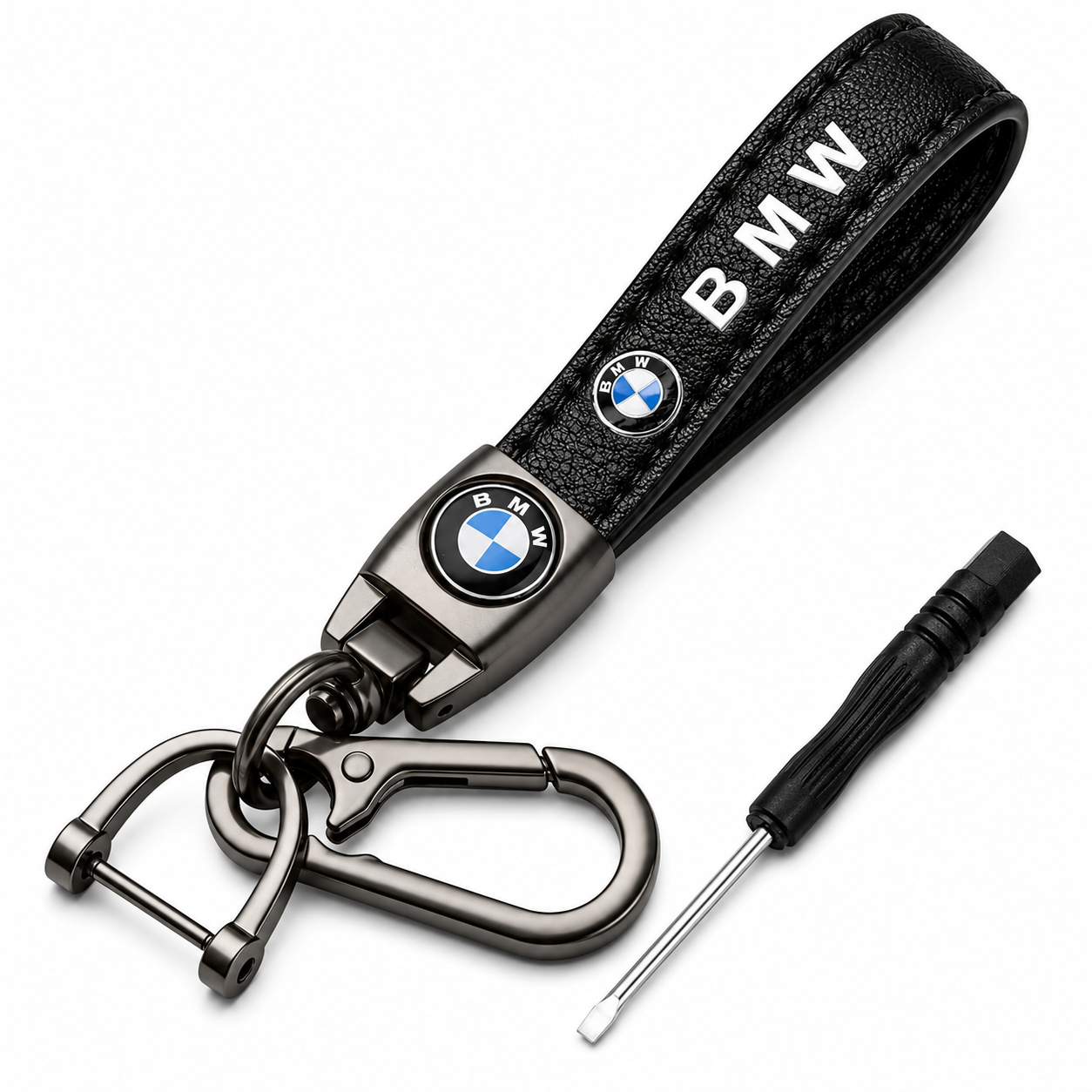 BMW Leather Keychain Premium Car Key Holder Luxury Metal Key Ring Automotive Accessories Gift for BMW Owners Men Women