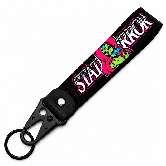 Black Graffiti Car Wristlet Keychain – Key Strap, Colorful Streetwear Key Hol