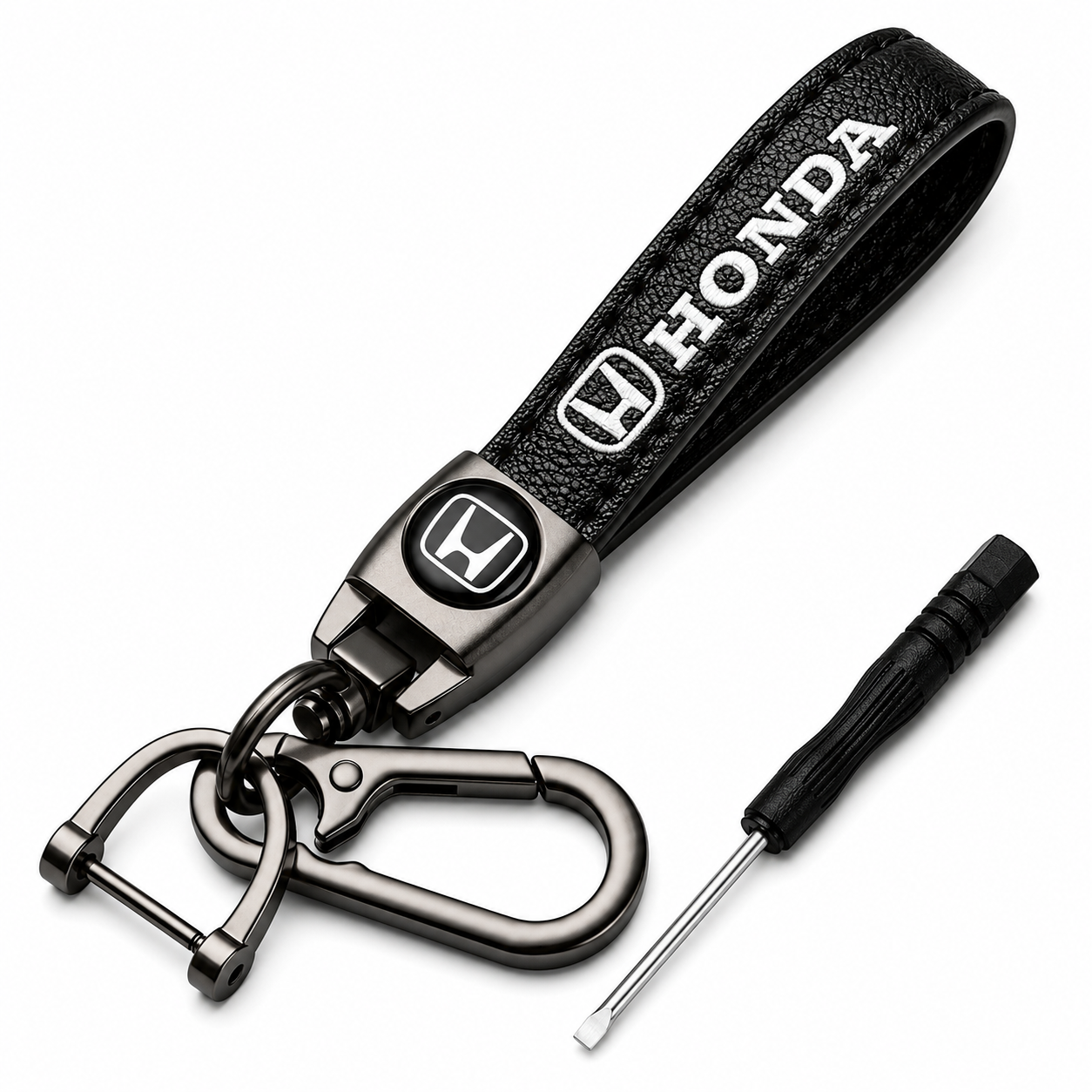 Honda Leather Keychain Premium Car Key Holder Luxury Metal Key Ring Automotive Accessories Gift for Honda Owners Men Women