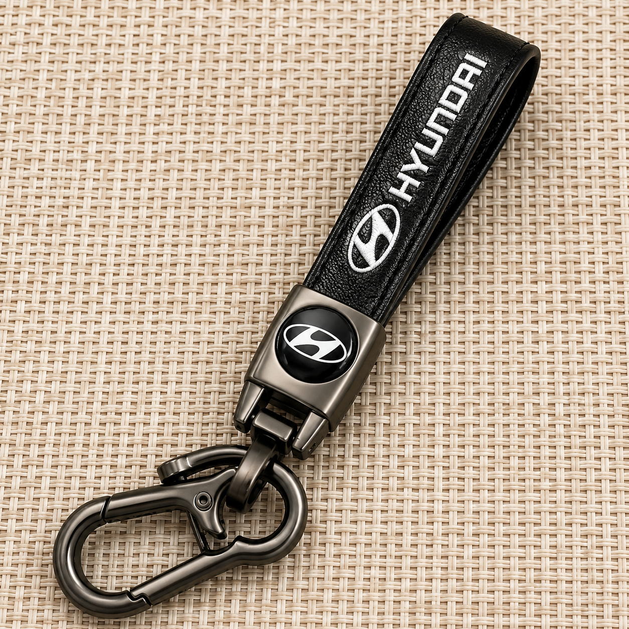 Hyundai Leather Keychain Premium Car Key Holder Luxury Metal Key Ring Automotive Accessories Gift for Hyundai Owners Men Women