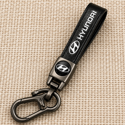 Hyundai Leather Keychain Premium Car Key Holder Luxury Metal Key Ring Automotive Accessories Gift for Hyundai Owners Men Women