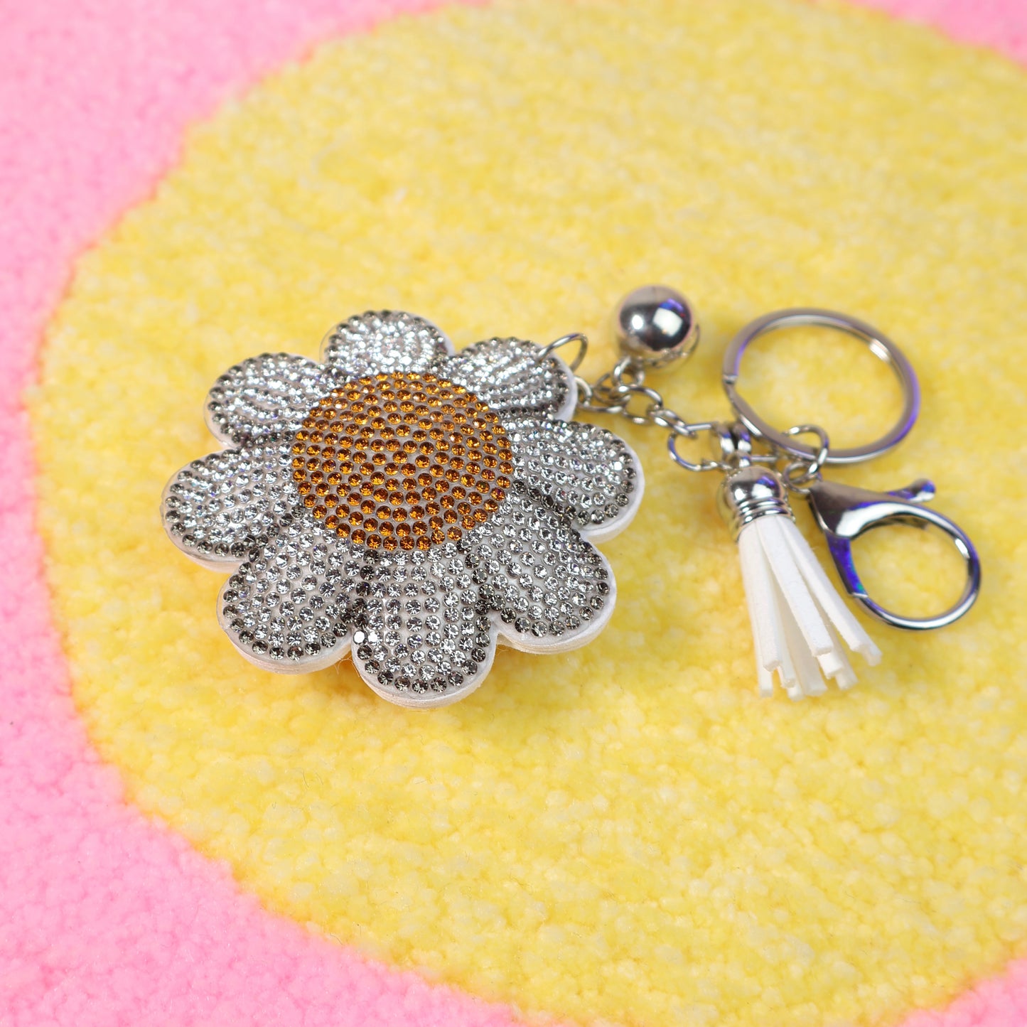 Daisy Bag Charm rhinestone Flower Keychain