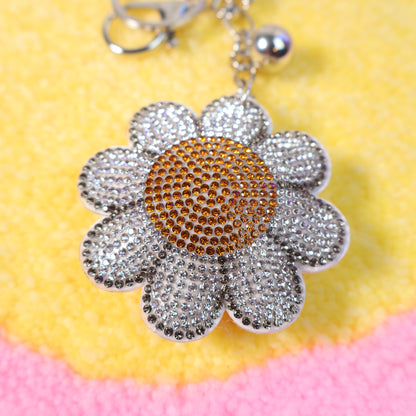 Daisy Bag Charm rhinestone Flower Keychain
