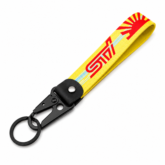 Yellow Rally Racing STI Wristlet Keychain