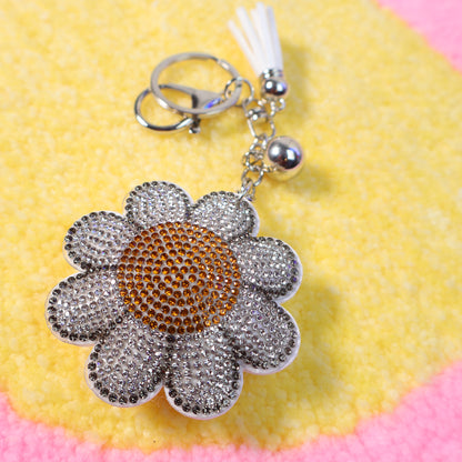 Daisy Bag Charm rhinestone Flower Keychain