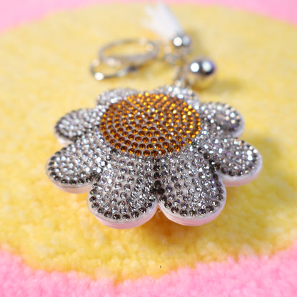 Daisy Bag Charm rhinestone Flower Keychain