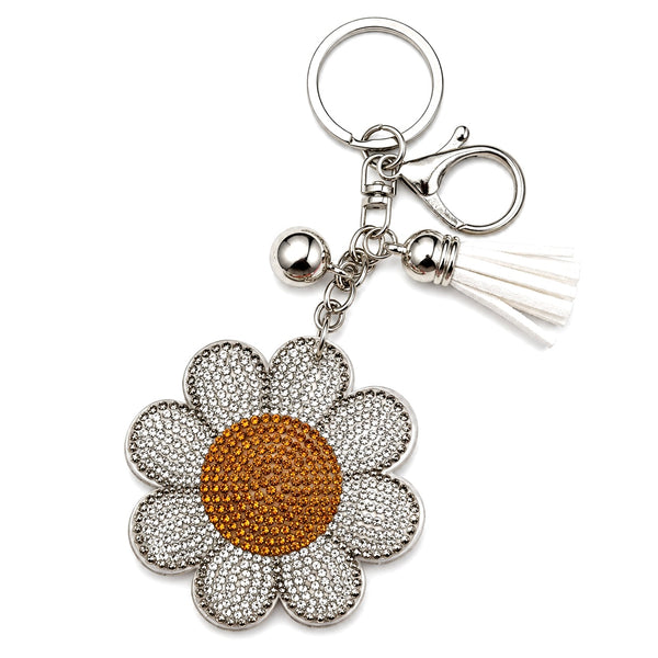 Daisy Bag Charm rhinestone Flower Keychain