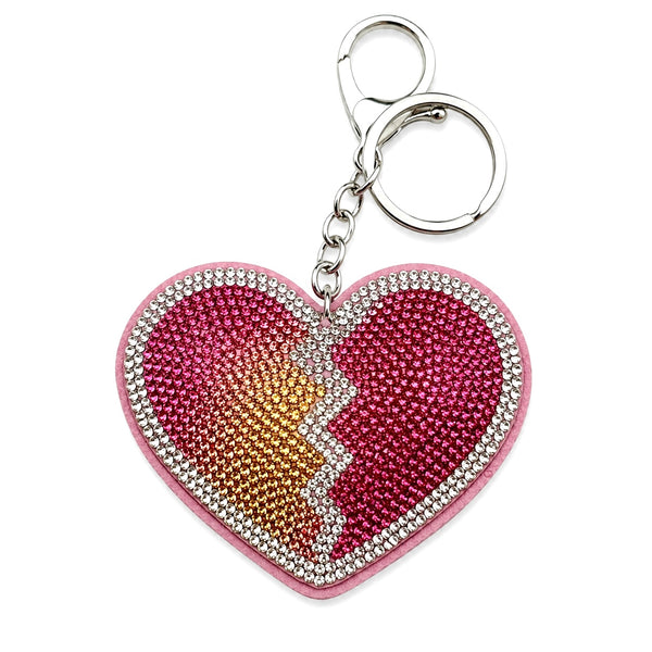 Broken heart keychain charm