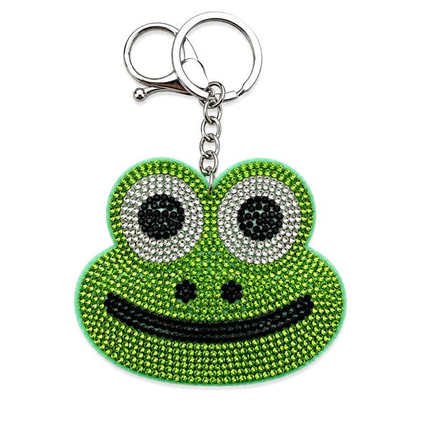 Green frog keychain charm