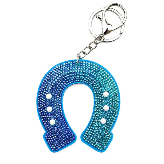 Blue horseshoe keychain charm