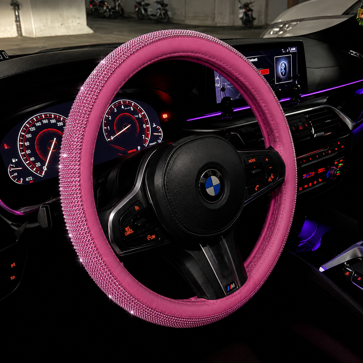 Pink Rhinestone Steering Wheel Cover